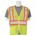 Safety Vest, Large Polyester Hi-Viz Lime S383P Series Multi-Pocket with Contrasting Tape Type R Class 2