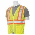 Safety Vest, Large Polyester Hi-Viz Lime S383P Series Multi-Pocket with Contrasting Tape Type R Class 2