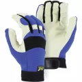 Mechanics Gloves, Medium 2152 Series Pigskin Leather Blue/Beige Bald Eagle A-Grade