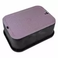 14" x 19" x 6" Rectangular Black Box Reclaimed Water Standard with Overlapping Purple Cover Valve Box Extension | NDB115BCR