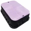 13" x 20" x 6" Rectangular Black Box Reclaimed Water Standard Jumbo with Overlapping Purple Cover Tapered Valve Box Extension | NDB119TBCR