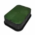 13" x 20" x 6" Rectangular Black Box Irrigation Control Valve Standard Jumbo with Overlapping Green Cover Valve Box Extension | NDB119