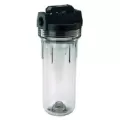 3/4" NPT Clear Sump Black Cap Valve-In-Head Filter Housing | APLWVC34