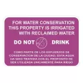 Purple FOR WATER CONSERVATION THIS PROPERTY IS IRRIGATED WITH RECLAIMED WATER Reclaimed Bilingual Identification Sign | CSTIDSIGN35