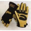 Pigskin Leather Hook and Loop Button Cuff Mechanics Gloves | YLS1958P