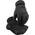 Large Deerskin Leather Fleece Black Extended Elastic Cuff Insulated Winter Gloves | YLS23965L