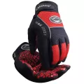 Synthetic Leather Black/Red Hook and Loop Neoprene Cuff Padded Mechanics Gloves | YLS2951