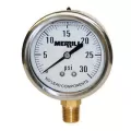 0 to 30 psi 2-1/2" Dial 1/4" NPT Lead-Free Liquid Filled Pressure Gauge | MRLPGLNL30