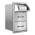 17" 304 Stainless Steel Vertical with Masonry Frame Return 2-Drawer and Paper Towel Holder Combo | SUMSSTDC17M