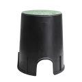 7-5/8" x 7-5/8" x 8-13/16" Round Black/Green Standard Series Valve Box and Overlapping Cover | NDB107BCH