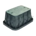 33.1" x 23.8" x 15" Rectangular Plastic Black Super Jumbo with (2) Lock Green Lid Valve Box | RBBVBSPRH