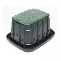 21.8" x 16.6" x 12" Rectangular Plastic Green VB Standard with (1) Lock Green Lid Valve Box | RBBVBSTDH