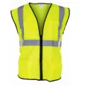 High Visibility Surveyors Safety Vest, Large Polyester Hi-Viz Yellow Zipper 2 Pocket Reflective | 690-2209