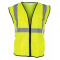 High Visibility Surveyors Safety Vest, X-Large Polyester Hi-Viz Yellow Zipper 2 Pocket Reflective | 690-2210