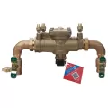 Watts U009-A-QT-FS Reduced Pressure Zone Assembly Backflow Preventer Union Connections Elbow Fittings Quarter Turn Shutoff w/ Flood Sensor Small Diameter Contains Lead Bronze 3/4" | 88004029
