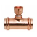 Inline Heel Reducing Tee, 3/4" x 3/4" x 1/2" Press x Press x FPT Copper | PPFT3412