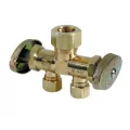 1-Piece Dual Shut-Off Stop Brass 1/2" x 3/8" x 1/4" Compression x Compression x Compression | CR1900DVSX R