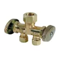 1-Piece Dual Shut-Off Stop Brass 1/2" x 3/8" x 3/8" Compression x Compression x Compression | CR1901DVSX R
