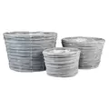 Gardener Select 3pc Grey Woodchip Oval Flower Basket with Plastic Liner