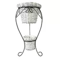 Gardener Select 19"x9.5" Black Wire Plant Stand with Grey Willow Round Basket with Plastic Liner