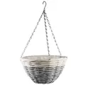 Gardener Select 12" Round Grey/ White Wood Hanging Basket w/ Chain Hanger 24/CS
