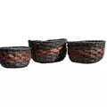 Gardener Select 3pc Round Wood Planter Two Tone Brown/Grey w/ Plastic Liner