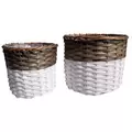 Gardener Select 2pc Round Willow Planter Two Tone Brown/White w/ Plastic Liner