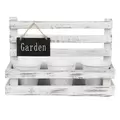Gardener Select 10" Wood Planter with 3 White Zinc Planters That Fit Perfectly in the Planter - 9.8"x4.1"x6.7"