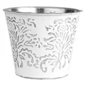 Gardener Select 5.5" Zinc Planter White with Silver Embossed 5.5"x5.5"x4.7"