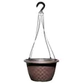Grower Select 12.00 Weave Hanging Basket With Plastic Hanger & Dish Chestnut 50/CS
