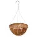 Grower Select 16" Hanging Basket White 20" 4 Strand Wire Hanger Flat Bottom Coco Liner ; 25/Cs 16in X 8in 3.43 GAL / 13 liters Liquid Volume Capacity