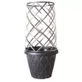 GROWER SELECT 13IN LATTICE ROUND W/12IN TRELLIS CAGE BLACK W/WHITE BRUSH 36/CS