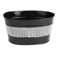 Gardener Select 8" Zinc Oval Planter Black with White Band 7.5"x5.5"x3.9"