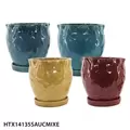 MCarr 16PC Hammered Pot W/Saucer Set Mix Colors