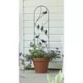 Panacea 40" Perched Bird Pot Trellis Black