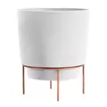 Bloem 10" Hopson Planter Casper White With Metal Stand
