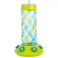 Friends of Flight 28oz Blue/Green Swirl Glass Hummingbird Feeder with Green Plastic Base