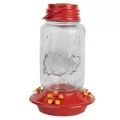 Friends of Flight 30oz Mason Jar Shaped Glass Hummingbird Feeder with Red Plastic Base