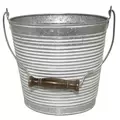 Robert Allen 10" Ribbed w/ Handle Planter Galvanized w/ White Wash