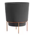 Bloem 6" Hopson Planter Charcoal With Metal Stand