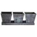 Gardener Select 3 Square Pots with Tray Antique Black 12"x4"x4.1" 24/CS