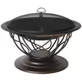 Gardener Select 30"x30"x21.65" Scroll Fire Pit Antique Bronze w/ Mesh Cover & Poker