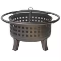 Gardener Select 40"x40"x25.4" Open Basket Weave Deep Fire Pit Antique Bronze w/Big Ring Surround, Mesh Cover & Poker
