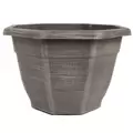Grower Select 11.00 Octagon Planter Aged Cappuccino Tan Brush on Brown 1.64gal - 11in OD x 7.5in H x 6.37 BD 45/CS