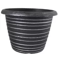 Grower Select 13.00 Stout Round Full Rings Silver Brush on Black 2.94gal 15/CS - 13.3in OD x 9.5in H x 8in BD