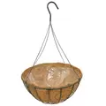 Grower Select 16" Hanging Basket Hunter Green 20" 4 Strand Wire Hanger Flat Bottom Coco Liner ; 16in X 8in 3.43 GAL / 13 liters Liquid Volume Capacity