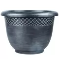 Grower Select 17.72 Fancy Roll Rim Pot Black / Silver Wash 28 Liter 7.4gal Bulk 690/PL - 17.72in OD X 12.6in H LF1106
