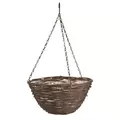 Panacea 14" Black Rattan Natural Hanging Basket