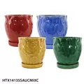MCarr 16PC Hammered Pot W/Saucer Set Mix Colors