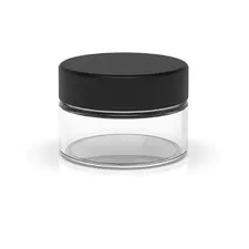 1 oz Child Resistant Clear Black Glass Jars